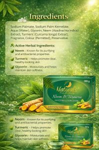 Natural\'S Care For Beauty Neem &AMP; Turmeric Glycerin Luxury Soap 100gm | Pack of 4 |