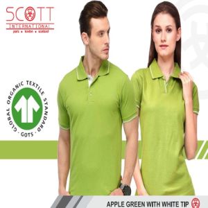 Cotton Scott International Apple Green With White Tip Polo T-Shirt Set