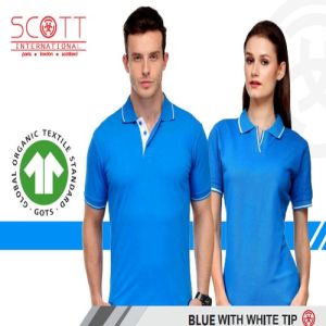 Cotton Scott International Blue with White Tip Polo T-Shirt Set