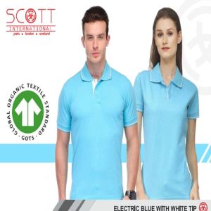 Cotton Scott International Electric Blue with White Tip Polo T-Shirt Set
