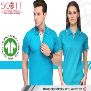 Cotton Scott International Turquoise Green With White Tip Polo T-Shirt Set