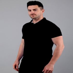 Mens Black Cotton Polo T-Shirt