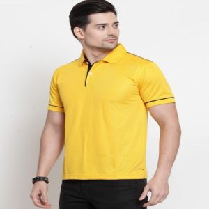 Mens Golden Yellow with Black Tip Scott Dry Fit Polo T-Shirt