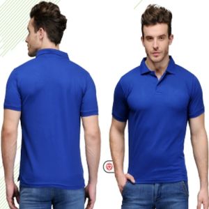 Mens Royal Blue Cotton Regular Fit Polo T-Shirt