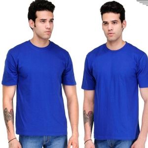 Mens Royal Blue Cotton Round Neck T-Shirt