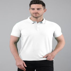 Mens White Cotton Polo T-Shirt