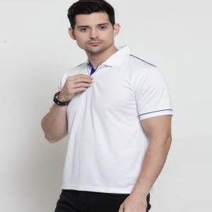 Mens White with Royal Blue Tip Scott Dry Fit Polo T-Shirt