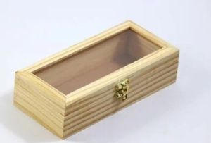 Pine Wood Glass Top Gift Box