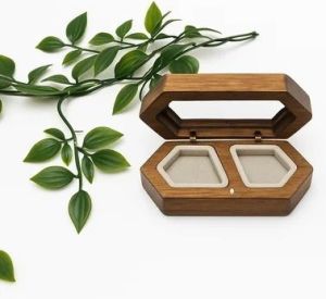 Teak Wood Double Triangle Ring Box