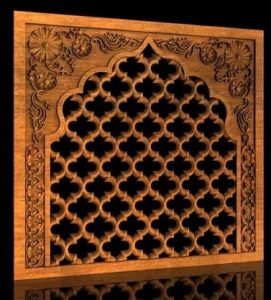 Wooden CNC Mughal Jali Panel