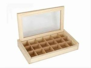 Wooden Glass Top Partition Storage Box