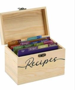 Wooden Recipe Card Storage Box