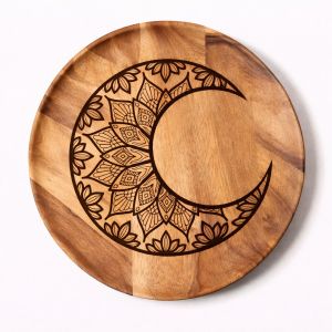 Handcrafted Wooden Mandala Tray - Elegant Round Serving Plate with Intricate Carved Design for Home