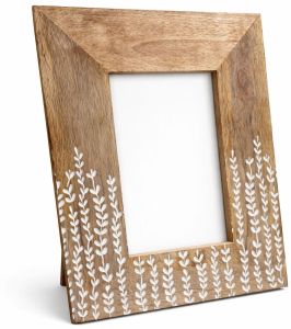 Handcrafted Wooden Photo Frame with Floral Design - Elegant Picture Frame for Home Decor and Gifts