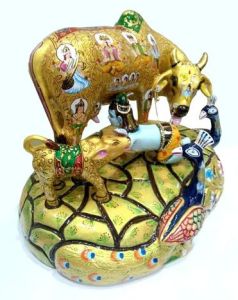 Golden Kamdhenu Cow Statue
