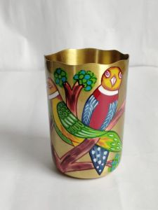 Brass Hand Painted Glass