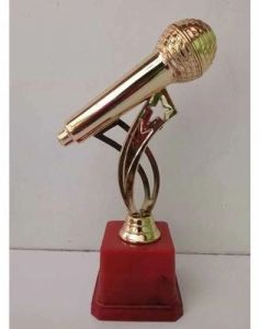 12.5 Inch Golden Metal Microphone Design Trophy