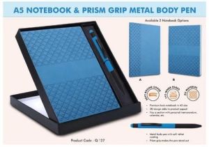 2 In 1 Cerulean Premium Notebook &AMP; Metal Pen Corporate Gift Set