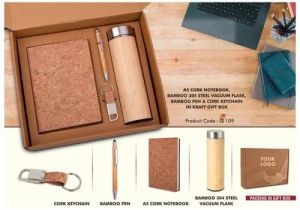 4 In 1 Brown Eco Bamboo Employee Welcome Corporate Gift Kit