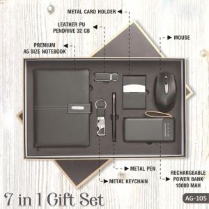 7 In 1 Gunmetal Professional Workstation Corporate Gift Set