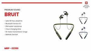 Bruit Bluetooth Neckband Earphones with Metallic Earshell & Long Playtime