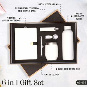 6 In 1 Wood Brown Customized Corporate Gift Set