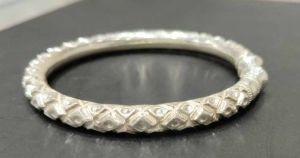 Handmade Floral Sterling Silver Kada For Men