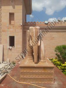 Artisan Crafted Sandstone Elephant Sculpture