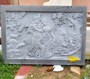 Grey Sandstone Radha Krishna Wall Mural