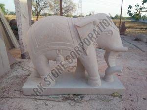 Hand Carved Sandstone Elephant Statue