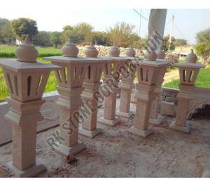Hand Carved Sandstone Lamp Post