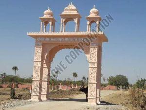 Natural Sandstone Entry Gate with Traditional Carving