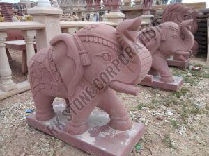 Red Sandstone Elephant Statue