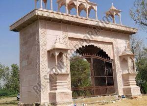 Traditional Sandstone Entry Gate for Temple