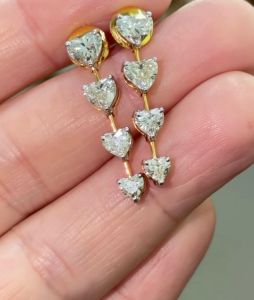 K Jewels Heart Shape Diamond Drop Earrings