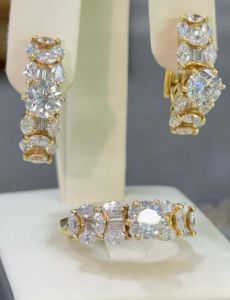 K Jewels Premium Diamond Ring with Hoop Earrings