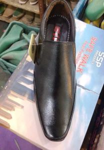 Men Plain Black Classic Formal Leather Slip On Shoes