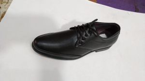 Mens Black Solid Leather Lace Up Formal Shoes