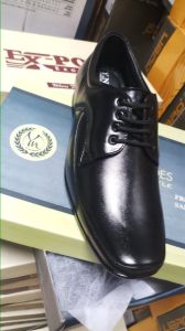 Mens Plain Toe Black Leather Formal Lace Shoes