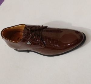 Mens Shining Brown Leahter Derby Formal Shoes