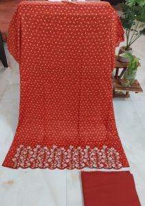 Glace Cotton Embroidered Scalloped Unstitched Suit Fabric