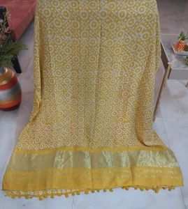 Pure Gajji Silk Unstitched Suits with Ajrakh Print Bottom Dupatta