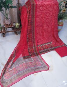 Purple Digital Printed Pure Muslin Silk Unstitched Suit with Pure Shantoon Bottom