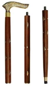 Wooden Walking Stick with Nickle Brass Handle