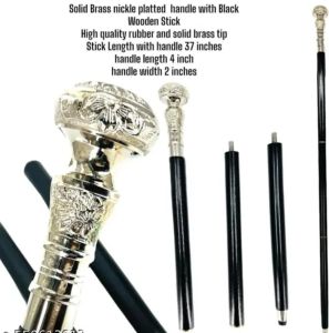 Wooden Walking Stick with Nickle Brass Handle