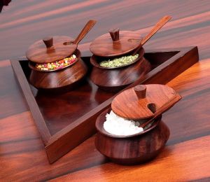 Wooden Refreshment Jar Set with Tray &AMP; Spoon