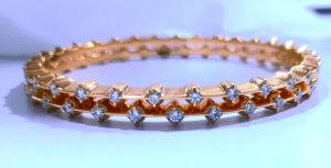 14kt Designer Gold Plated Diamond Bangle