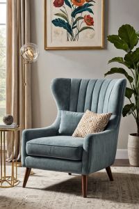 Blue Wood Modern Accnet Chair
