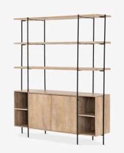 Wooden Bookshelf with Door Cabinet