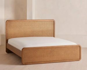 Double Wooden Cane Bed